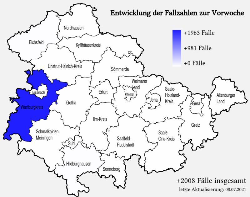 Entwicklung der Fallzahlen zur Vorwoche