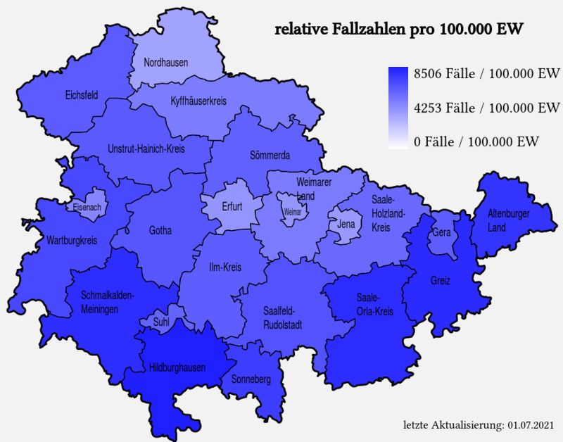 relative Fallzahlen pro 100.000 EW