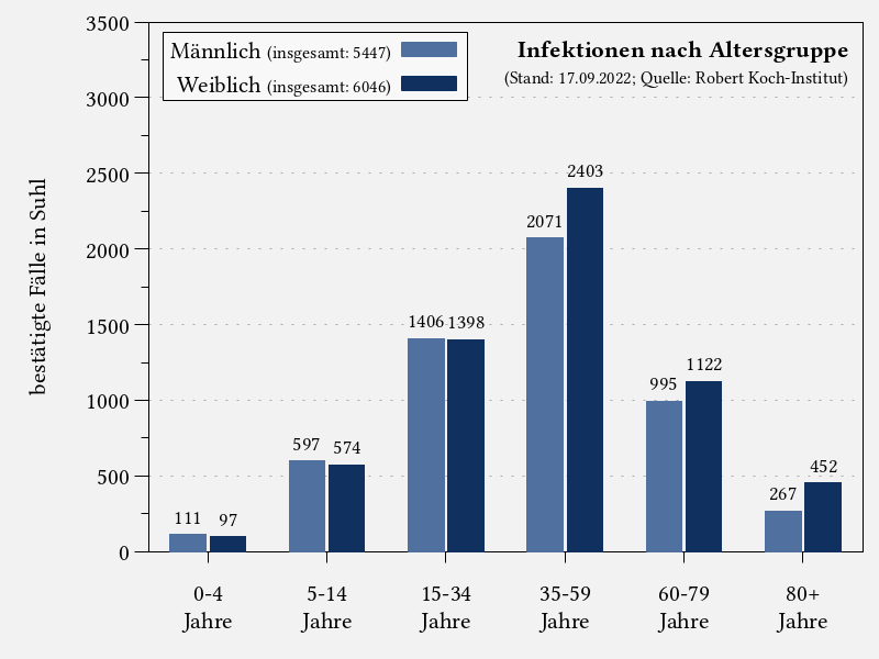 Infektionen nach Altersgruppe in Suhl