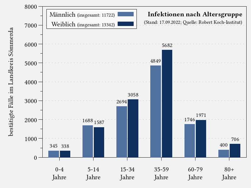 Infektionen nach Altersgruppe im Landkreis Sömmerda